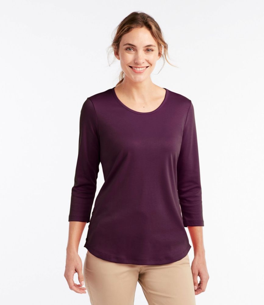 Women's Pima Cotton Tee, Three-Quarter 