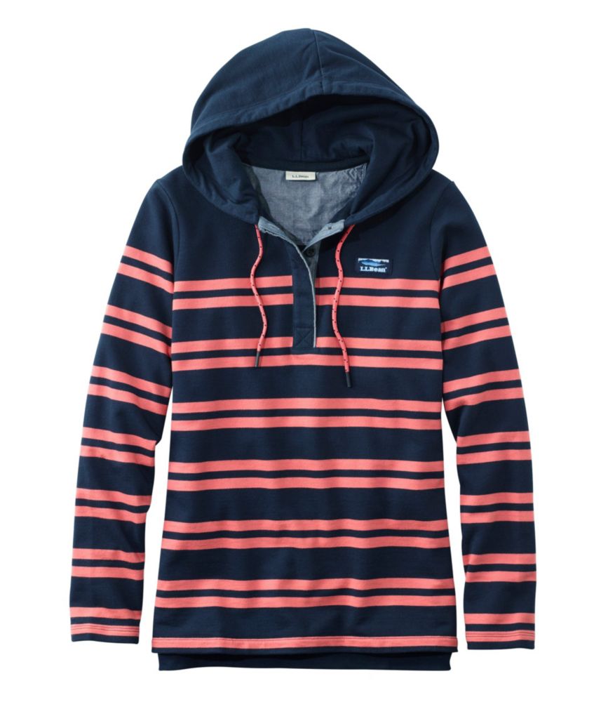 Women's Soft Cotton Rugby, Hoodie Pullover Stripe