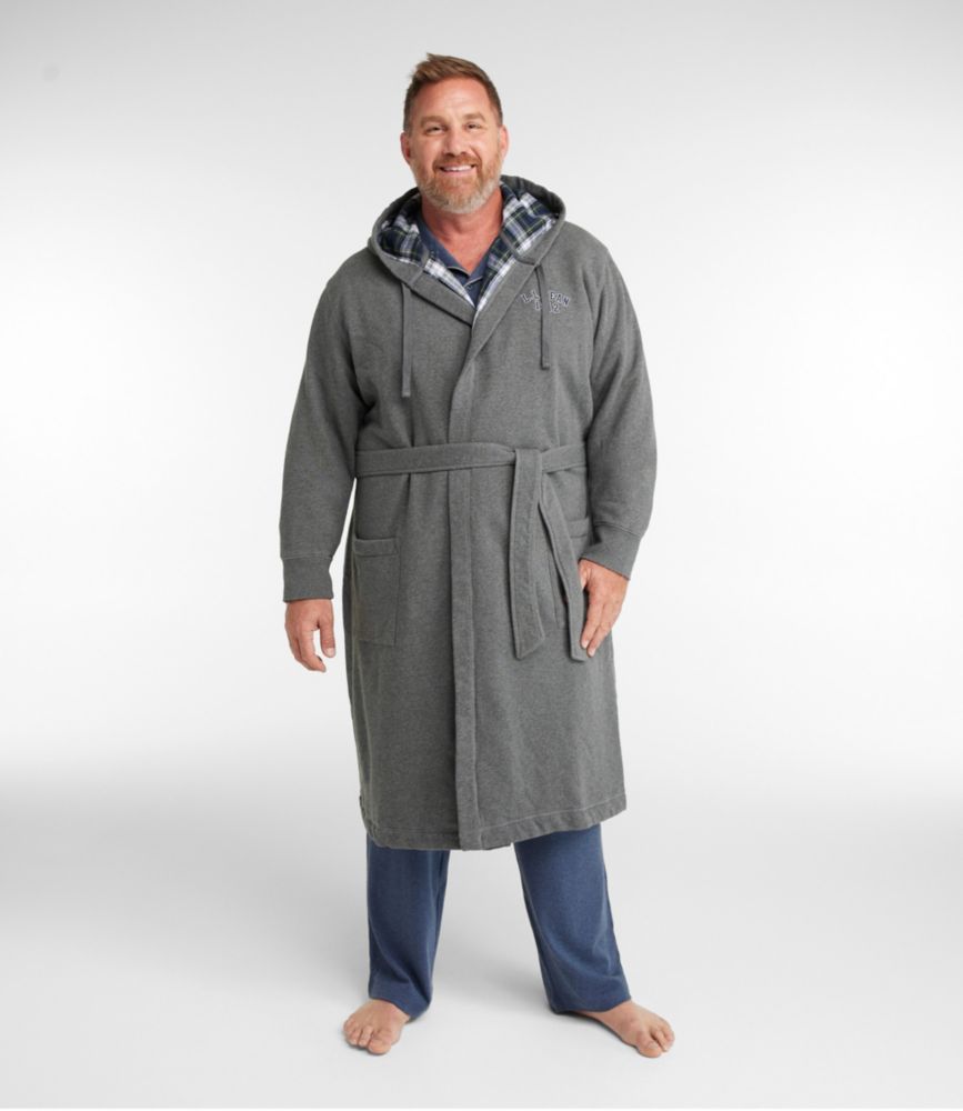 Men's Rugby Robe, Flannel-Lined, Hooded, Charcoal/Dress Gordon, small image number 4