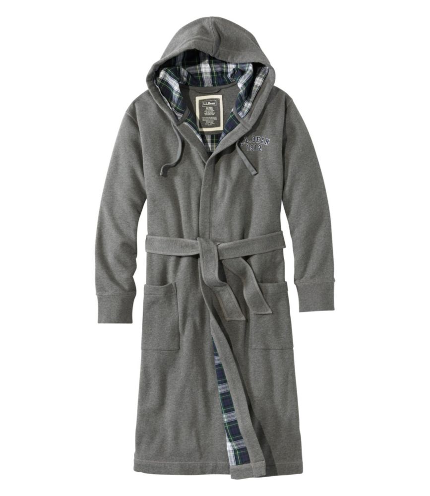 Men's Rugby Robe, Flannel-Lined, Hooded, Charcoal/Dress Gordon, small image number 1