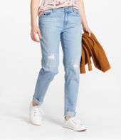 Women's Signature Lined Boyfriend Jeans, Low-Rise Straight-Leg Flannel-Lined