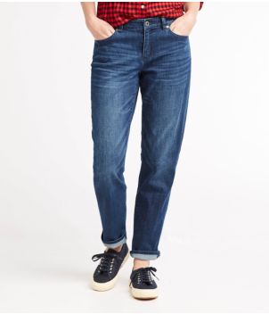 Women's Signature Organic Denim Boyfriend Jeans, Low-Rise Straight-Leg