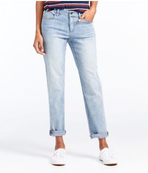 Women's Signature Organic Denim Boyfriend Jeans, Low-Rise Straight-Leg
