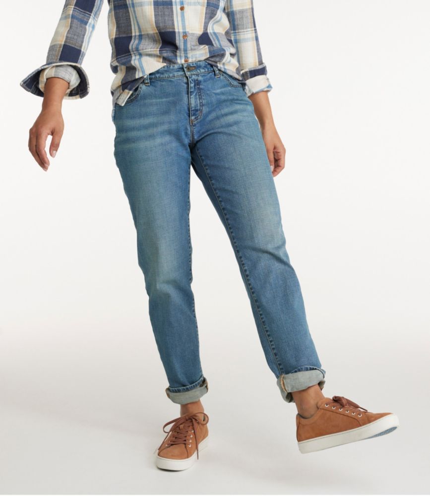 Women's Signature Organic Denim Boyfriend Jeans, Low-Rise Straight-Leg