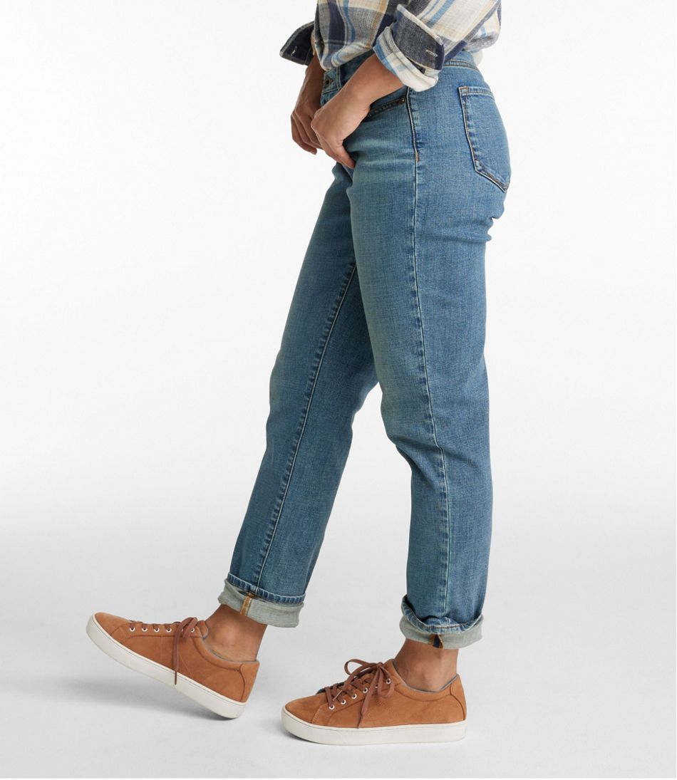 Women's Signature Organic Denim Boyfriend Jeans, Low-Rise Straight-Leg