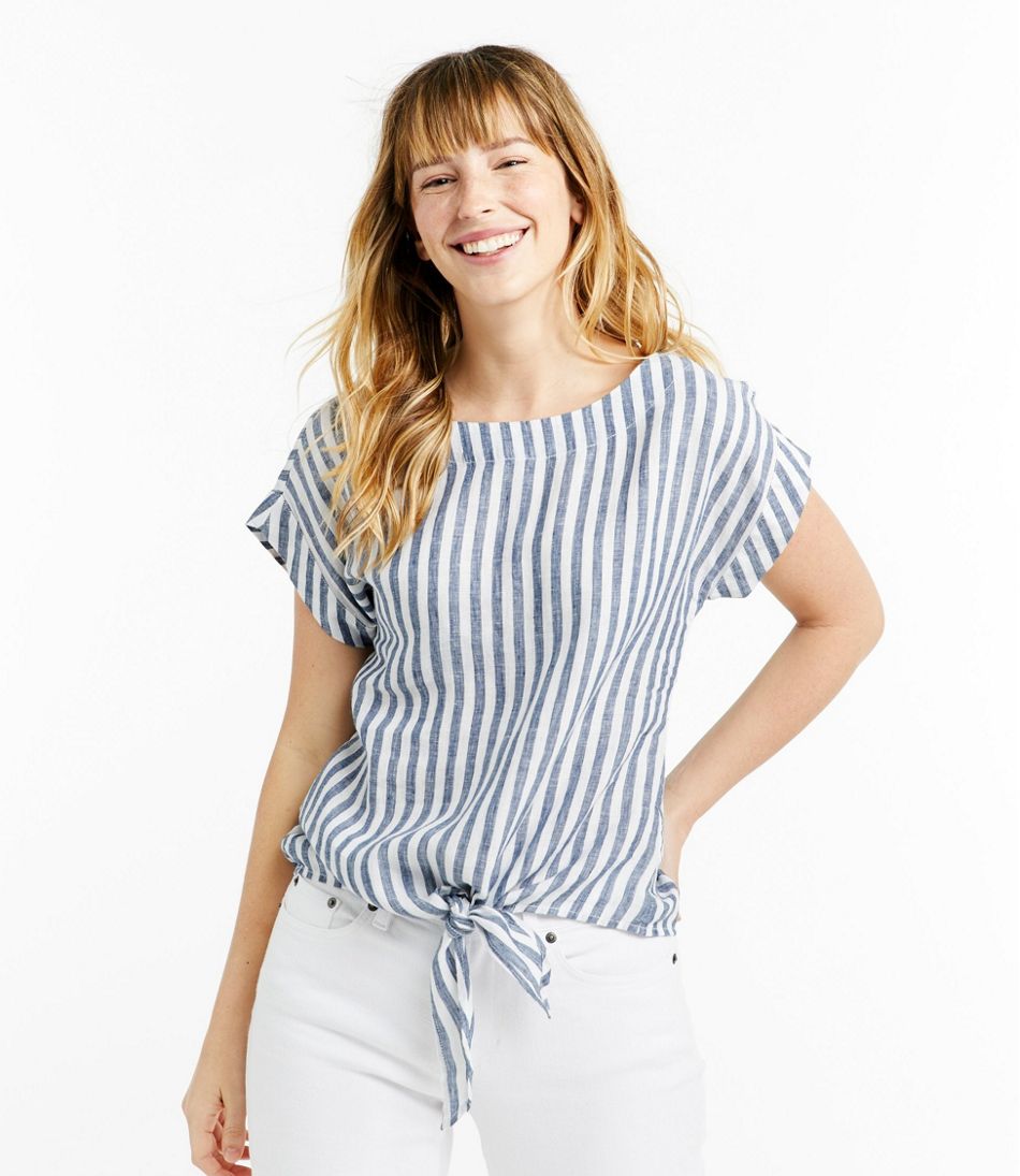 Flygo Womens Casual V-Neck Cotton Linen Ruffle Blouse Tunic Summer Short Sleeve Shirt Tops