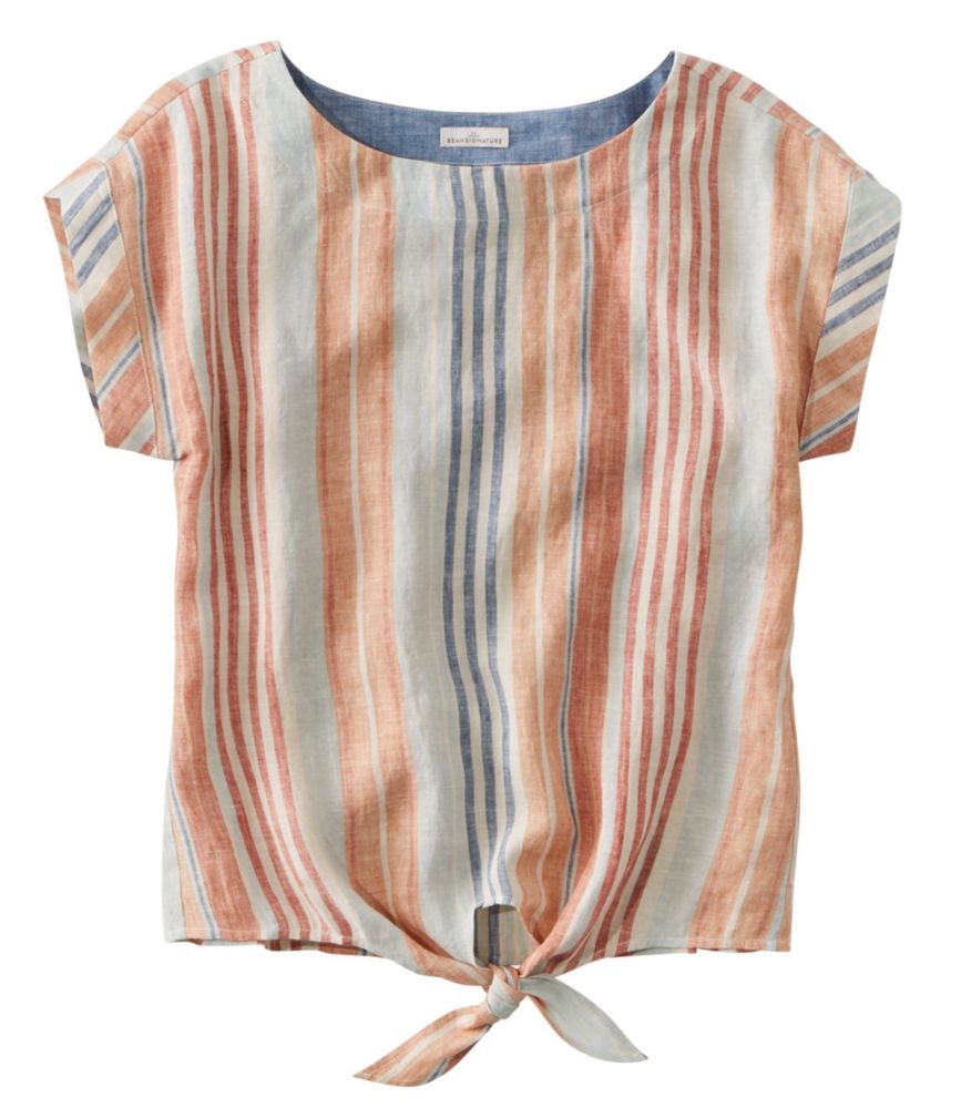 Image of Women's Signature Short-Sleeve Linen Top Multi Color S