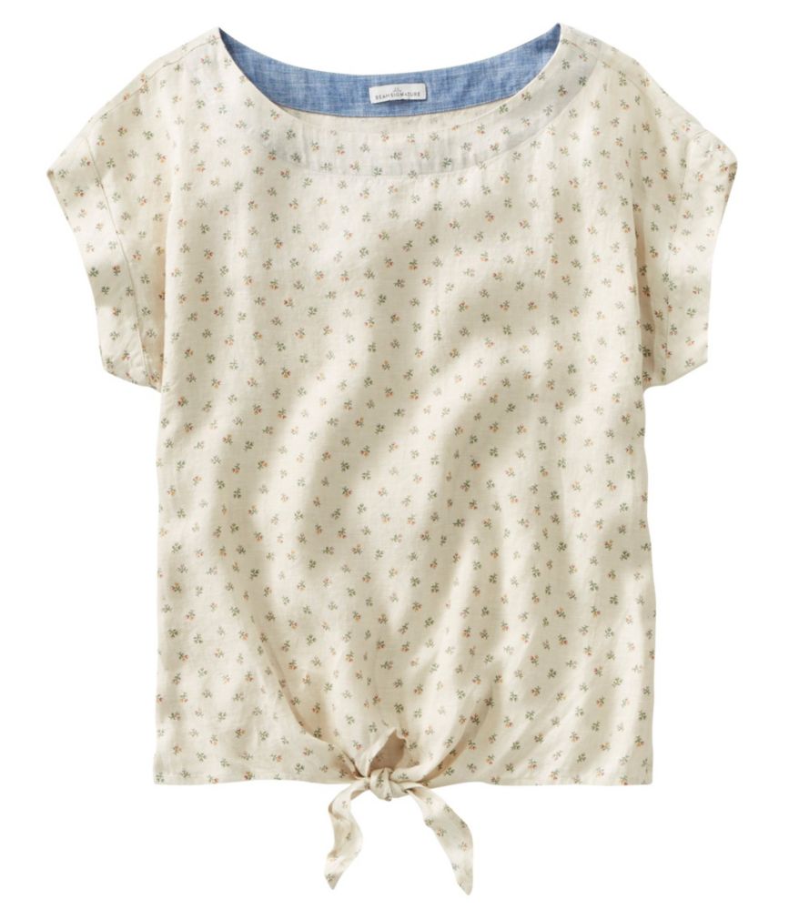 Image of Women's Signature Short-Sleeve Linen Top Tan S