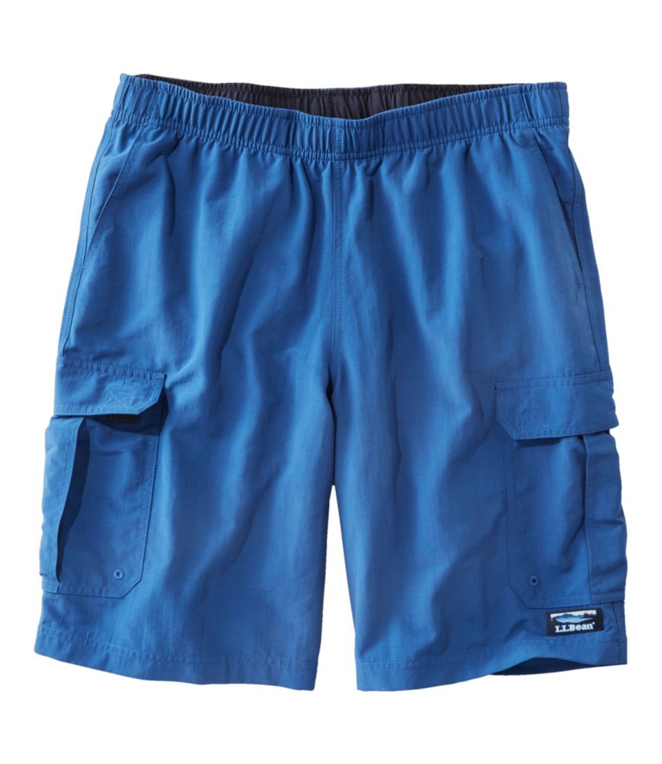 Linen Cargo Shorts for Men LUGANO in Teal Blue / Drawstring Shorts