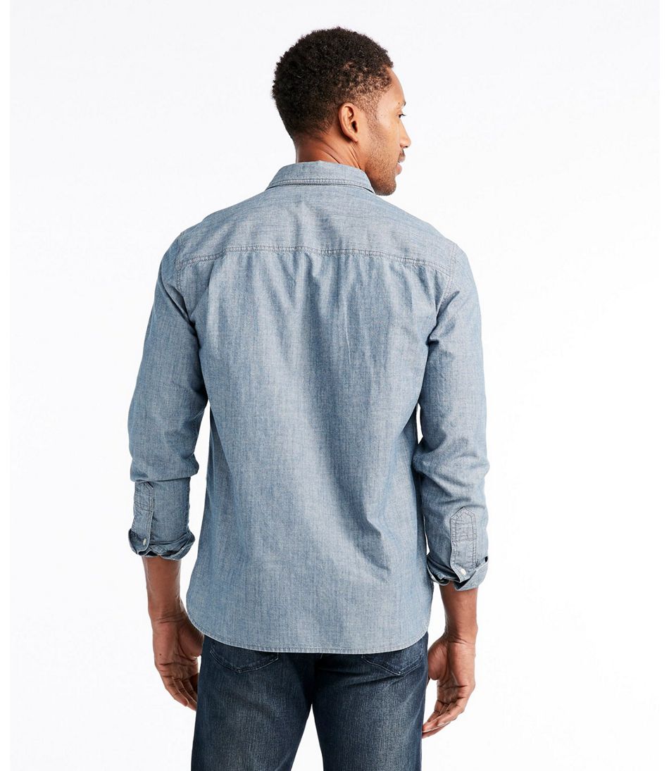 Essentials Mens Slim-fit Long-Sleeve Chambray Shirt