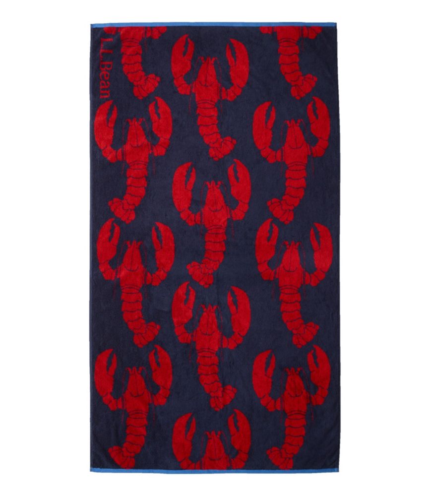 Seaside Beach Towel, Lobsters, Bright Navy, small image number 1