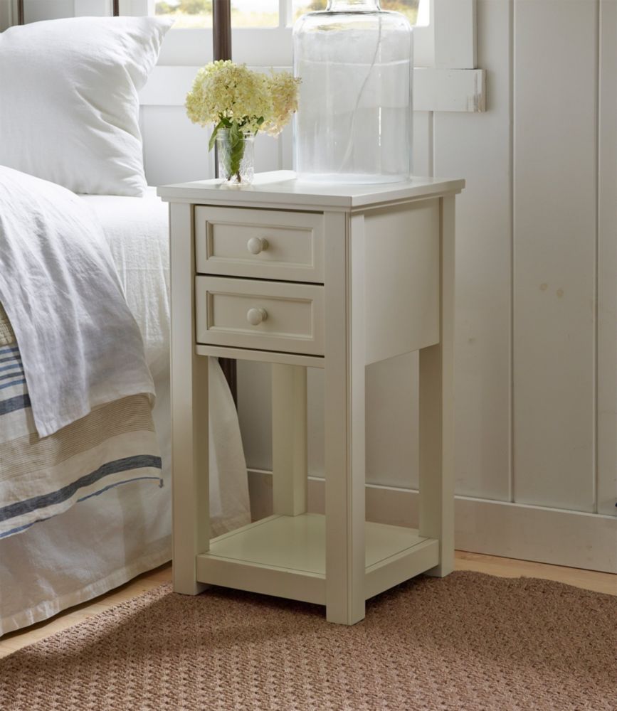 Painted Farmhouse Two-Drawer Side Table, Ivory, small image number 2