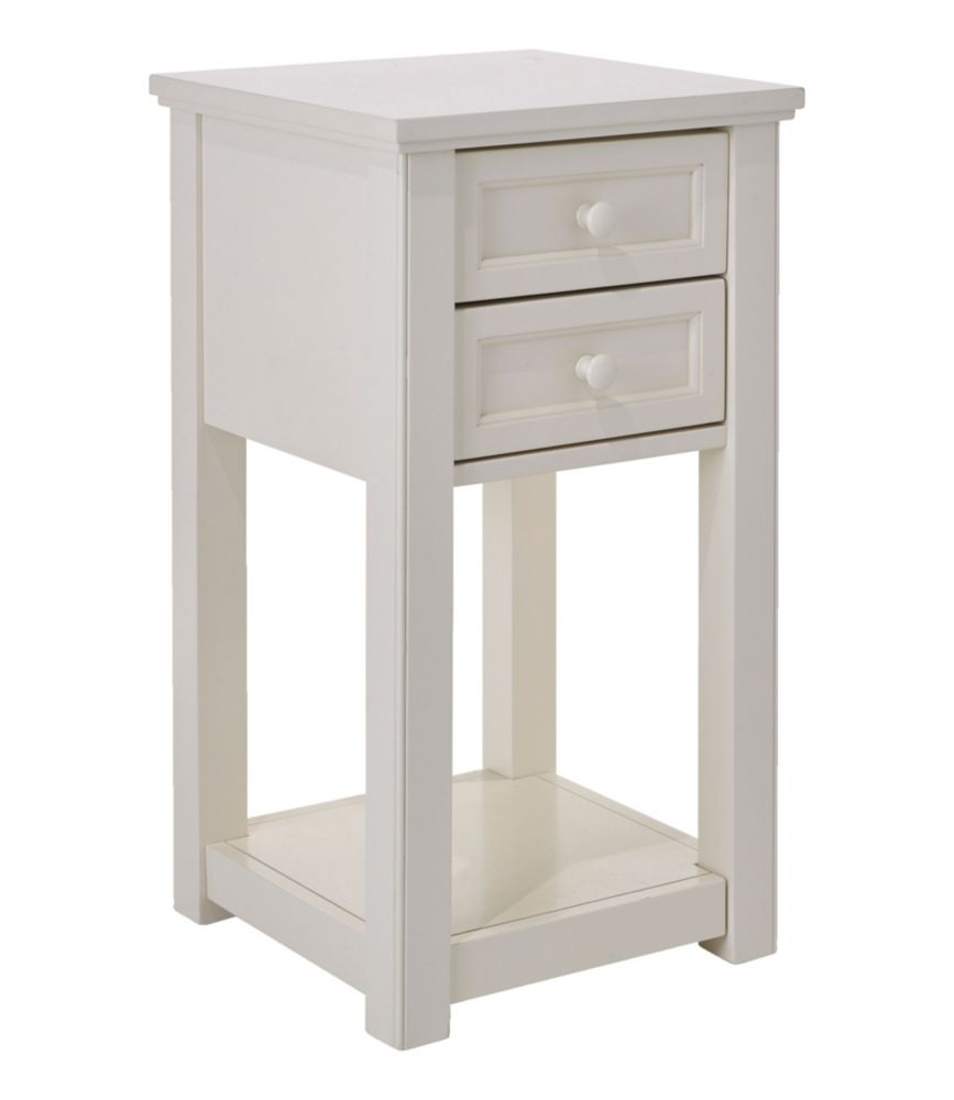 Painted Farmhouse Two-Drawer Side Table, Ivory, small image number 1