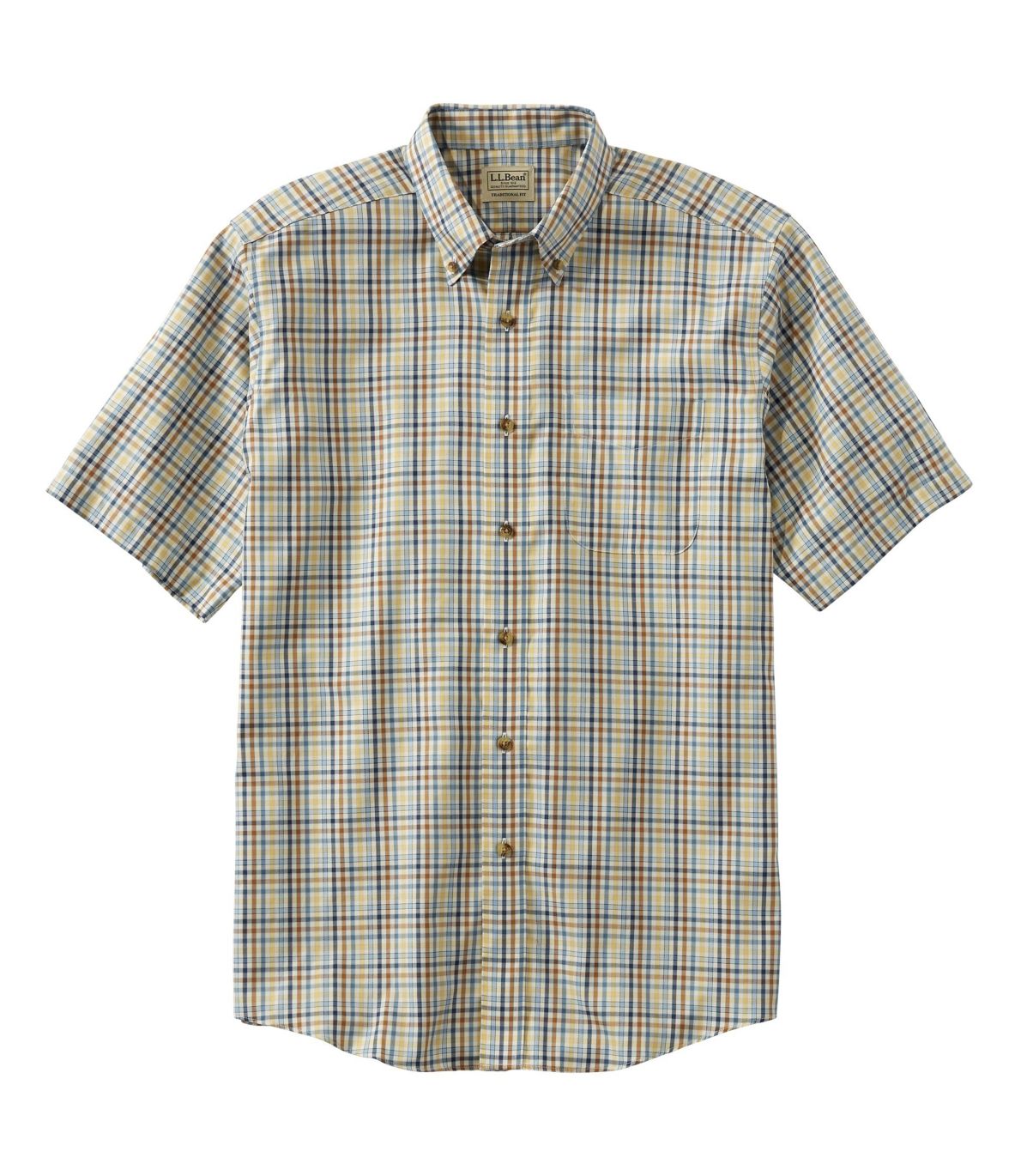 Men's Wrinkle-Free Twill Sport Shirt, Traditional Fit Short-Sleeve Plaid