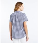 Women's Textured Cotton Popover Shirt, Short-Sleeve Gingham