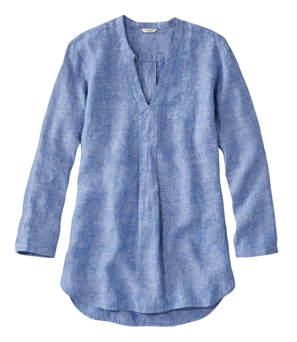 Women's Premium Washable Linen Shirt, Splitneck Tunic Long-Sleeve