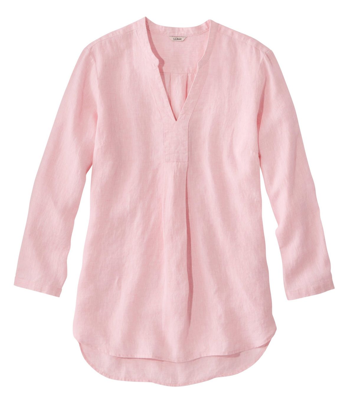 Women's Premium Washable Linen Shirt, Splitneck Tunic Long-Sleeve