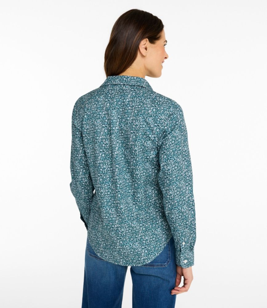 Women's Wrinkle-Free Pinpoint Oxford Shirt, Relaxed Fit Long-Sleeve Print