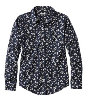 Women's Wrinkle-Free Pinpoint Oxford Shirt, Relaxed Fit Long-Sleeve Print