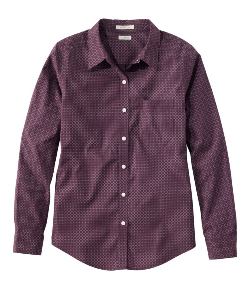 Women's Wrinkle-Free Pinpoint Oxford Shirt, Relaxed Fit Long-Sleeve Print