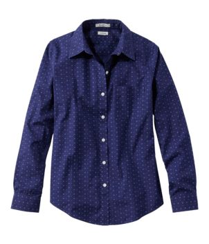 Women's Wrinkle-Free Pinpoint Oxford Shirt, Relaxed Fit Long-Sleeve Print