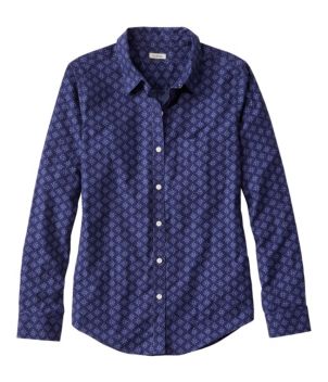 Women's Wrinkle-Free Pinpoint Oxford Shirt, Relaxed Fit Long-Sleeve Print