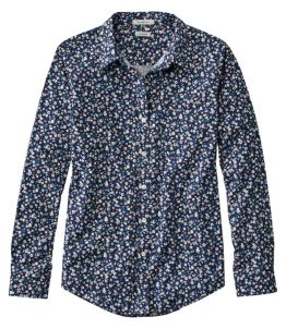 Women's Wrinkle-Free Pinpoint Oxford Shirt, Relaxed Fit Long-Sleeve Print