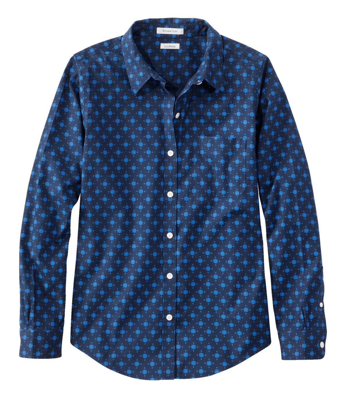 Women's Wrinkle-Free Pinpoint Oxford Shirt, Relaxed Fit Long-Sleeve Print
