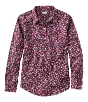 Women's Wrinkle-Free Pinpoint Oxford Shirt, Relaxed Fit Long-Sleeve Print