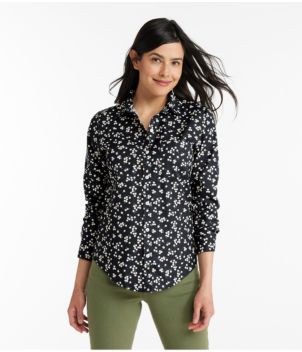 Women's Wrinkle-Free Pinpoint Oxford Shirt, Relaxed Fit Long-Sleeve Print