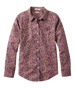 Women's Wrinkle-Free Pinpoint Oxford Shirt, Relaxed Fit Long-Sleeve Print