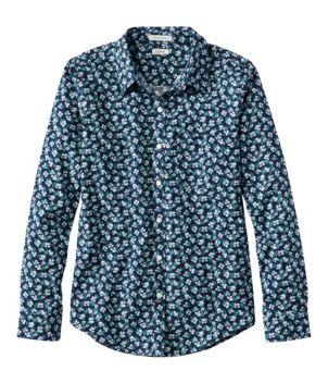 Women's Wrinkle-Free Pinpoint Oxford Shirt, Relaxed Fit Long-Sleeve Print