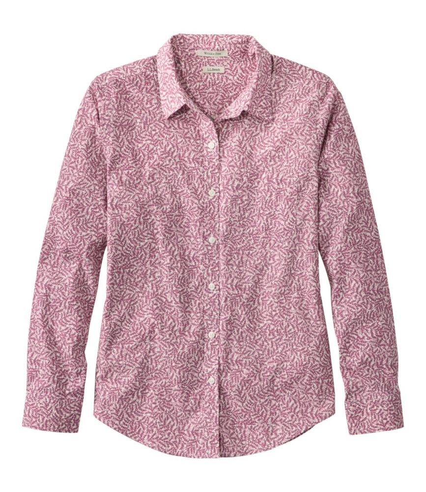 Women's Wrinkle-Free Pinpoint Oxford Shirt, Relaxed Fit Long-Sleeve Print