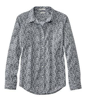 Women's Wrinkle-Free Pinpoint Oxford Shirt, Relaxed Fit Long-Sleeve Print