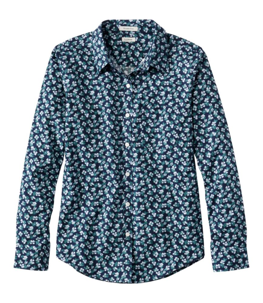 Women's Wrinkle-Free Pinpoint Oxford Shirt, Relaxed Fit Long-Sleeve Print