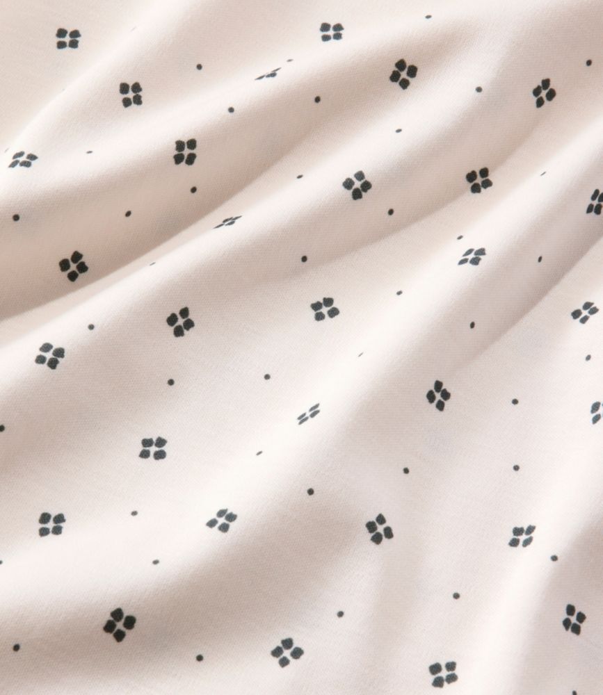 Women's Pima Cotton Shaped Jewelneck Tee, Three-Quarter-Sleeve Print