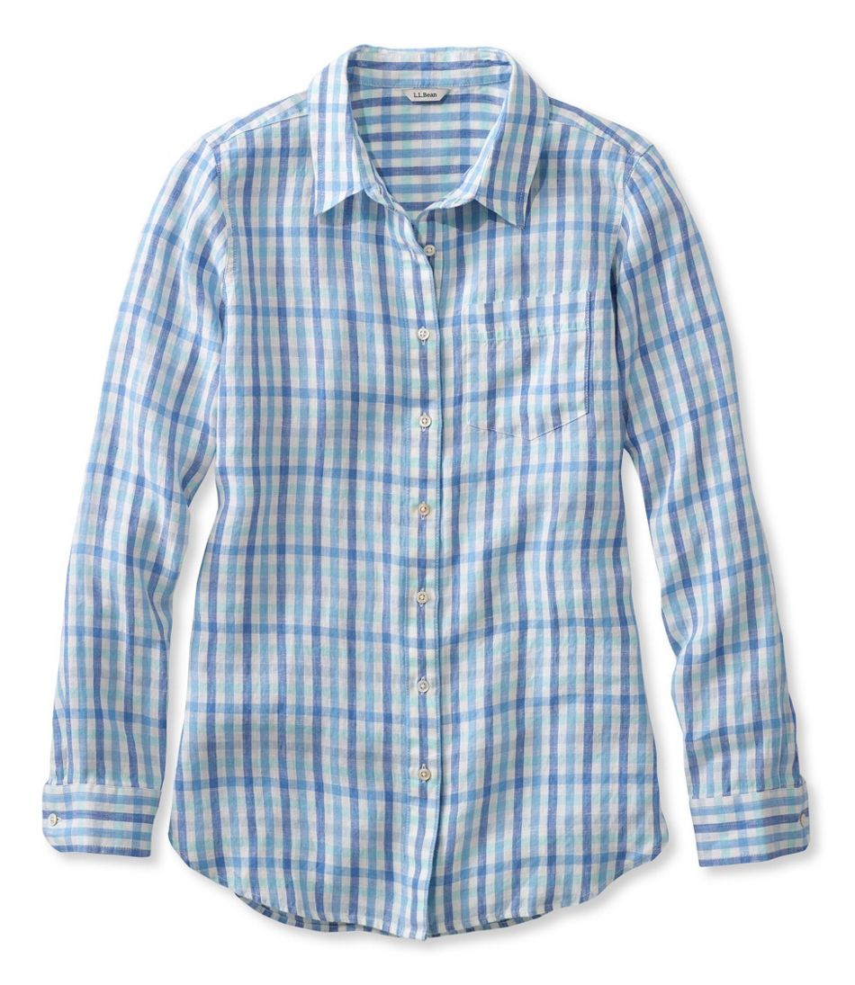 Women's Premium Washable Linen Shirt, Tunic Gingham | Shirts & Tops at ...