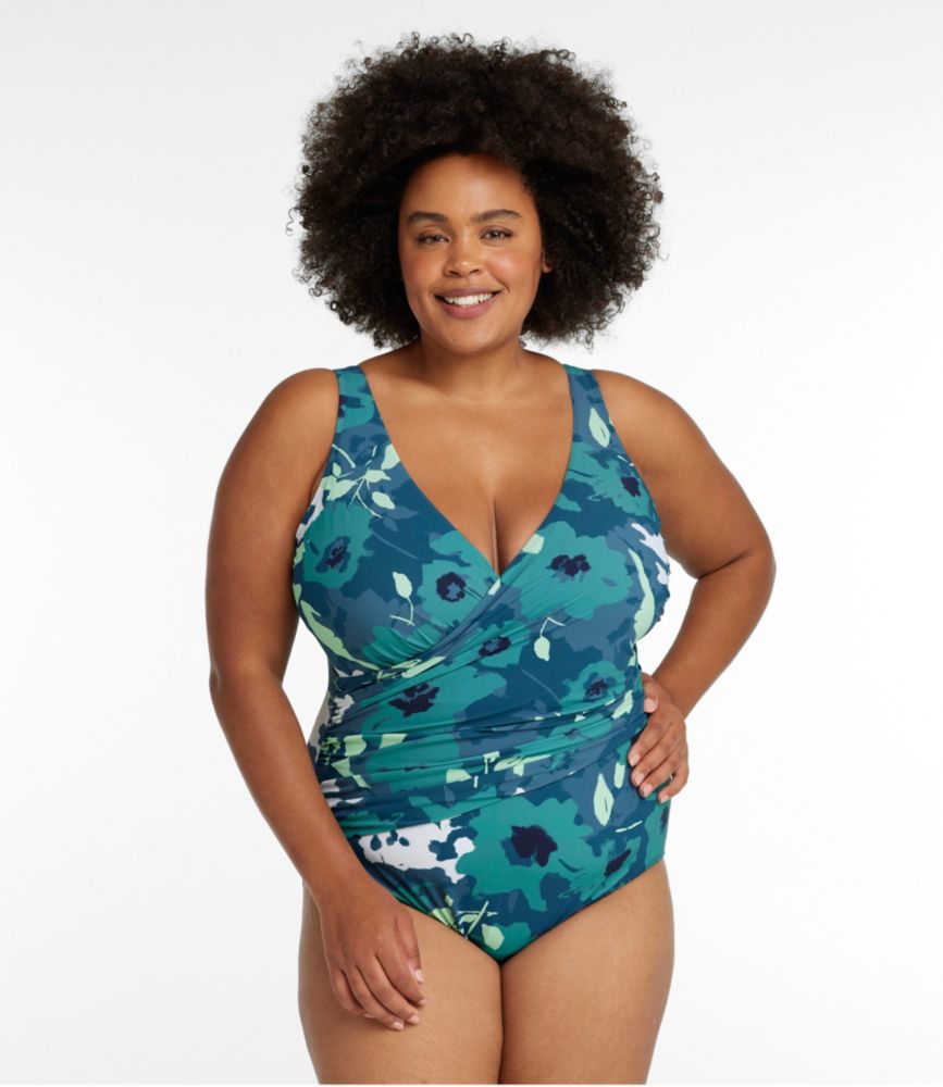 Women's Shaping Swimwear, Tanksuit Print, Deepwater Blue Floral, small image number 1