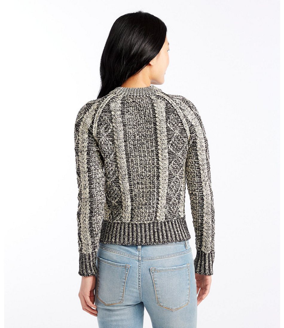 Women's Signature Cotton Fisherman Sweater, Crewneck Plaited 