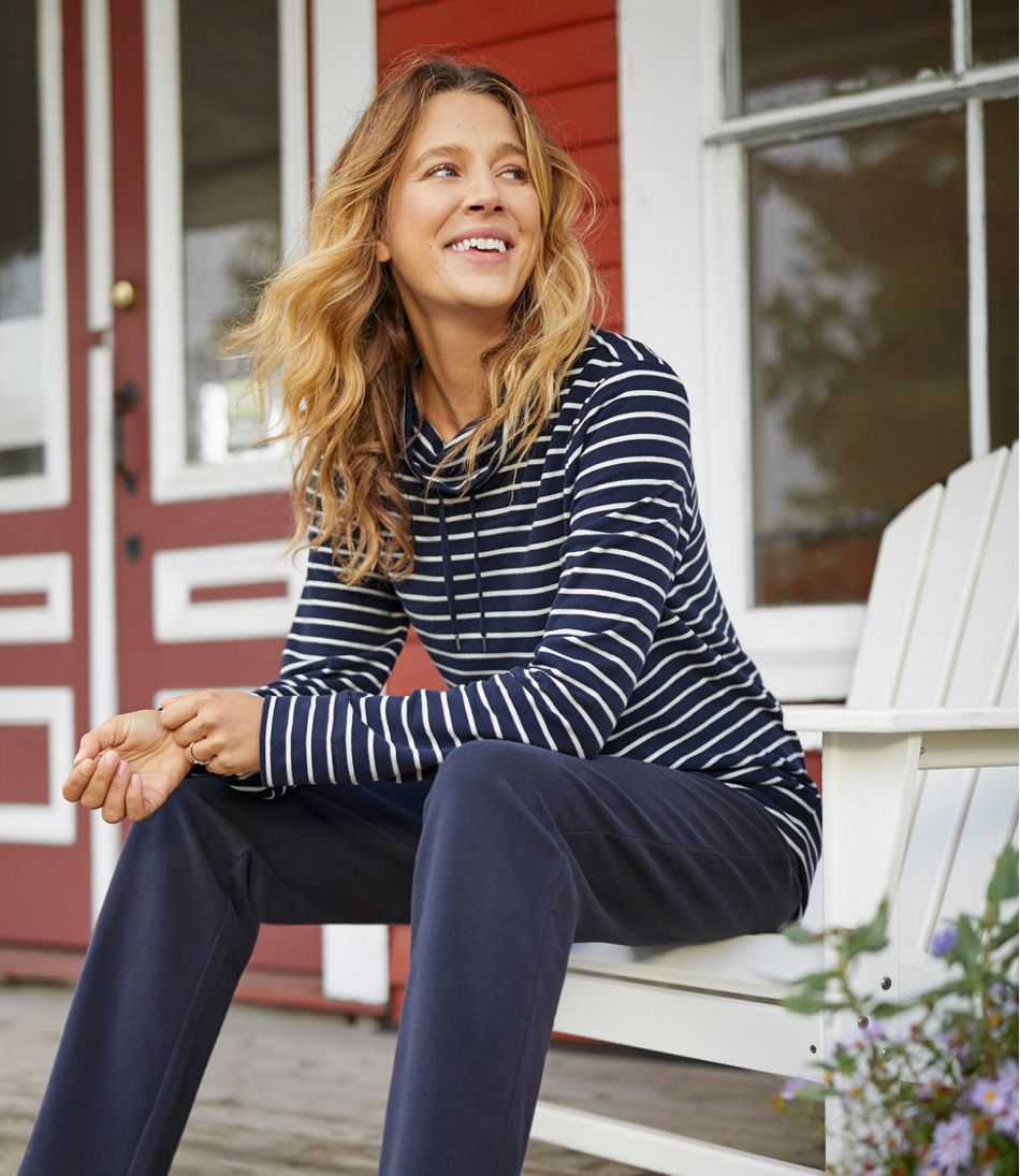 Women's Ultrasoft Sweats Funnelneck Pullover, Stripe