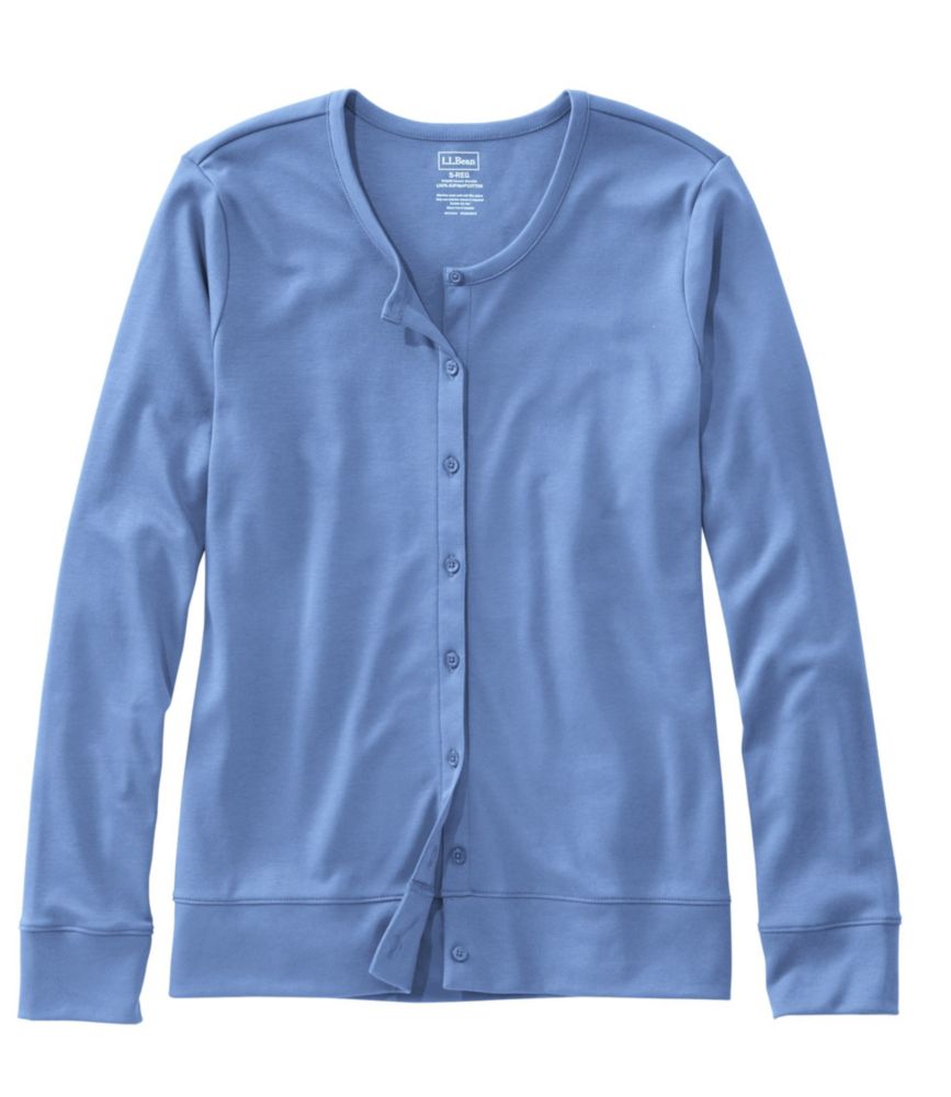 Women's Pima Cotton Button-Front Cardigan, Brightwater Blue, large image number 0