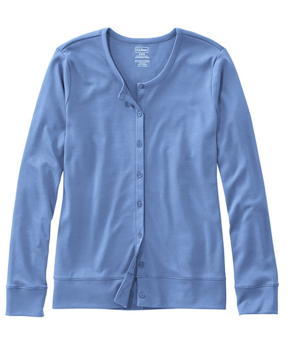 Women's Pima Cotton Button-Front Cardigan, Brightwater Blue, large image number 0