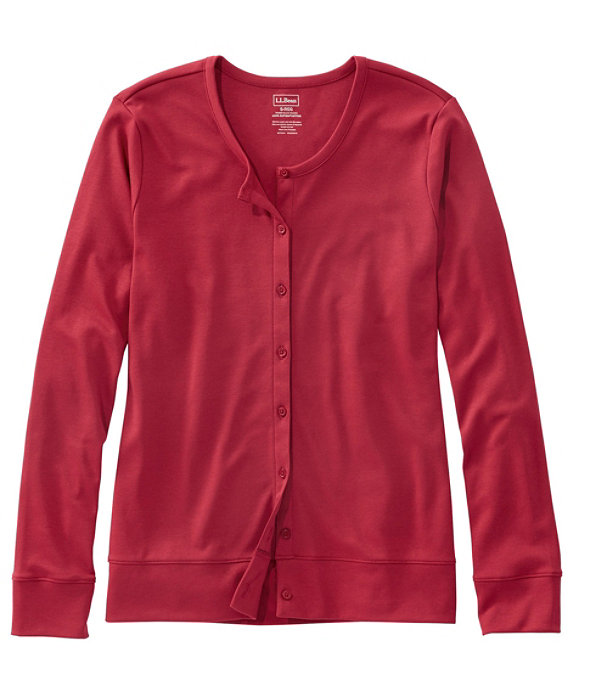 Women's Pima Cotton Button-Front Cardigan, Deep Red, large image number 0