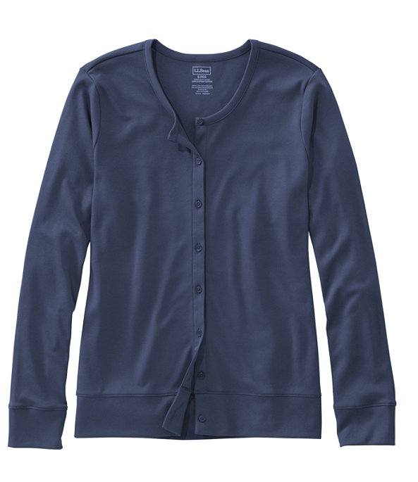 Women's Pima Cotton Button-Front Cardigan, Classic Navy, largeimage number 0
