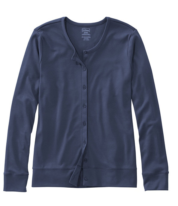 Women's Pima Cotton Button-Front Cardigan, Classic Navy, large image number 0