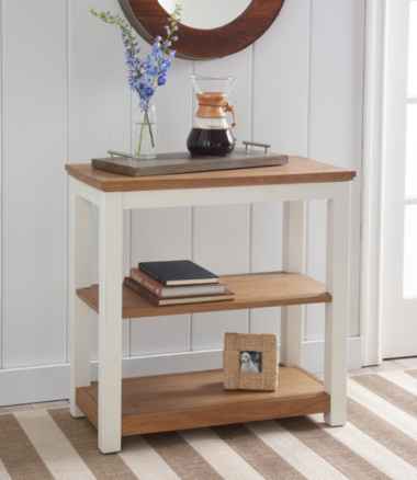 Painted Farmhouse Two-Shelf Console, Wood Top