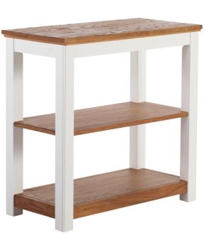 Painted Farmhouse Two-Shelf Console, Wood Top