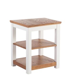 Painted Farmhouse Two-Shelf End Table, Wood Top