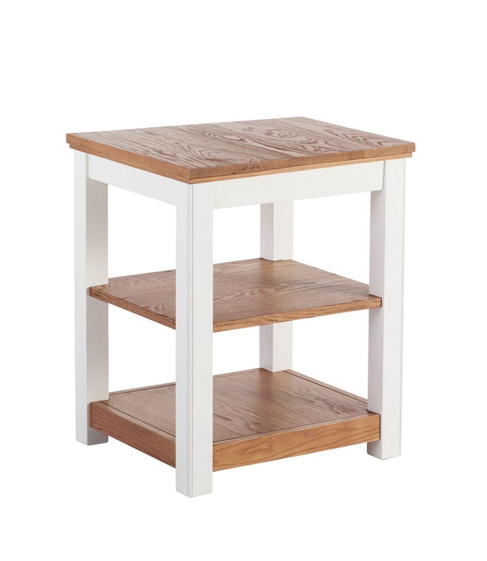 Painted Farmhouse Two-Shelf End Table, Wood Top