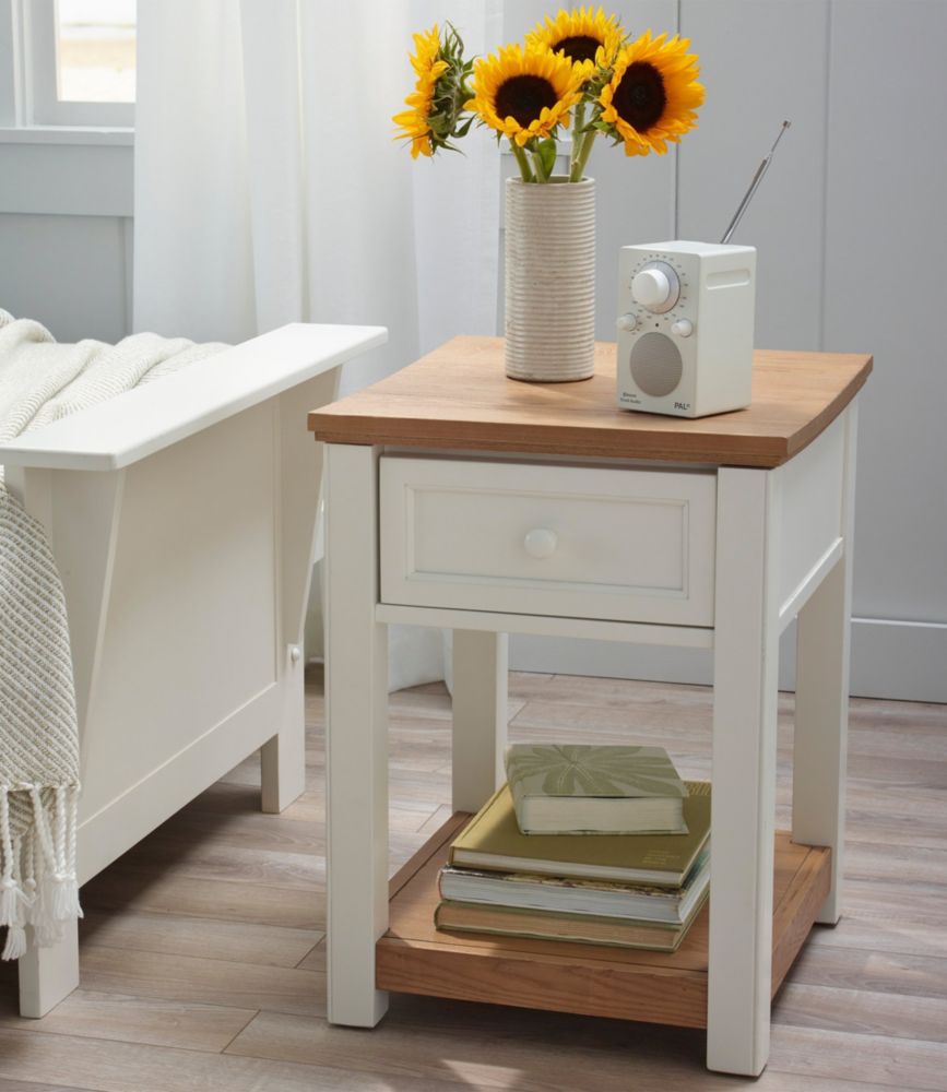 Painted Farmhouse End Table, Wood Top Storage at L.L.Bean
